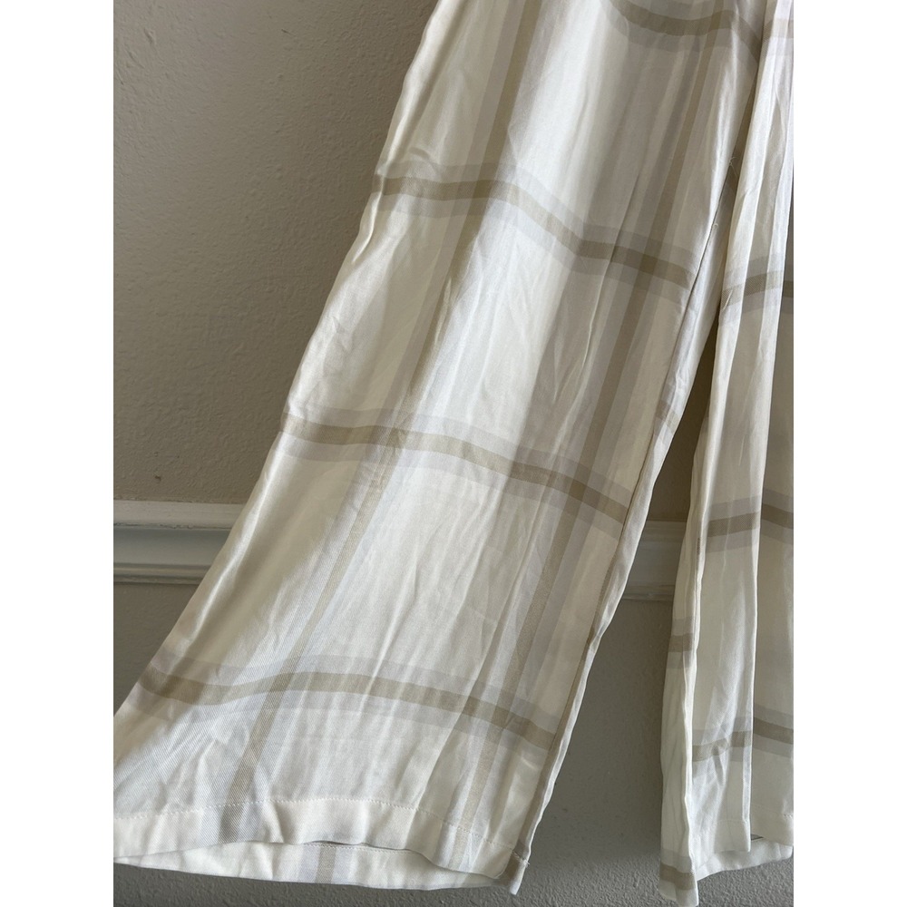 WeWoreWhat Ivory Plaid Pull On Wide Leg Pants Size Small Sheer Resortwear Beach - Picture 4 of 11